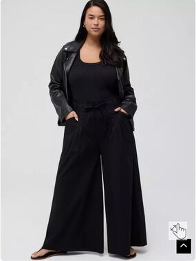 Torrid High Rise Wide Leg Poplin Drawstring Pants - Black (Travel capsule Piece)